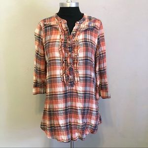 ⭐️ 2/$15 Hollister Plaid Sleeve Western Style